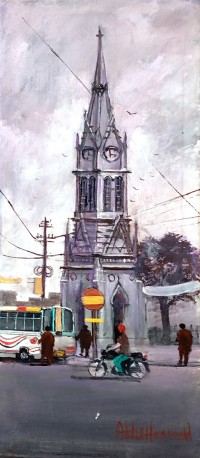 Abdul Hameed, 12 x 30 inch, Acrylic on Canvas, Cityscape Painting, AC-ADHD-194